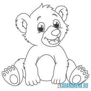 Раскраска медвежонок сидит онлайн