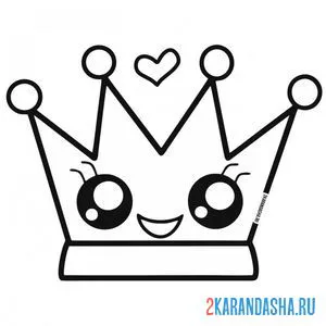 Раскраска корона принцессы кавай онлайн