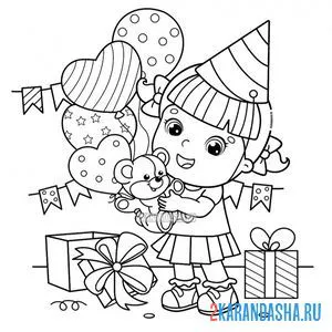 Онлайн раскраска девочка с шарами