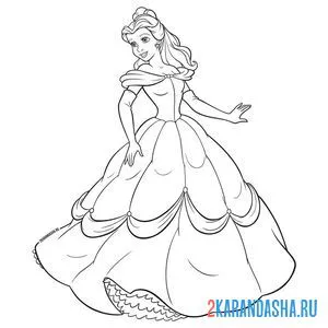 Раскраска принцесса белль дисней онлайн