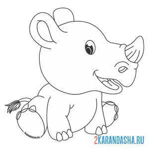 Распечатать раскраску чудесный носорог на А4