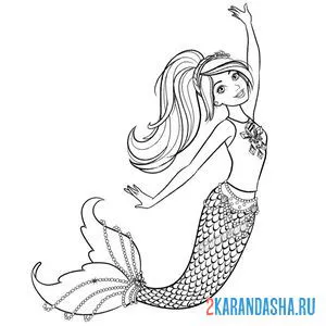 Раскраска русалка принцесса океана барби онлайн