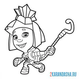 Раскраска симка бежит | фиксики