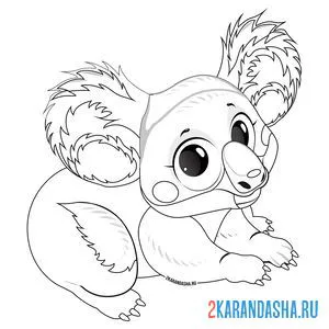 Распечатать раскраску прекрасная коала на А4