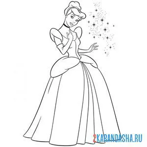 Раскраска волшебная принцесса золушка онлайн