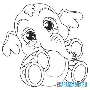 Раскраска ушастый слоненок онлайн