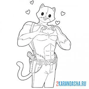 Раскраска брутальный кот meowscles онлайн