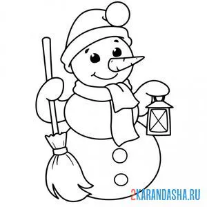 Раскраска милый снеговичок онлайн