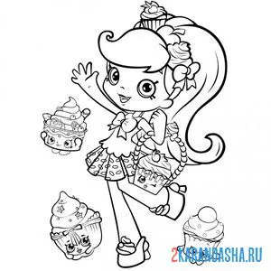 Раскраска shopkins кукла джессикейк со вкусными пирожными онлайн
