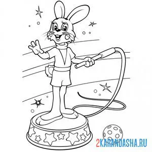 Раскраска заяц на арене цирка онлайн