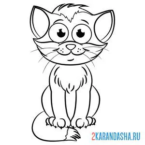Раскраска послушный кот онлайн