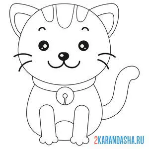 Раскраска котенок в ошейнике онлайн