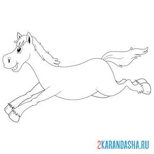 Раскраска лошадь бежит онлайн