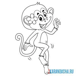 Распечатать раскраску девочка обезьянка на А4