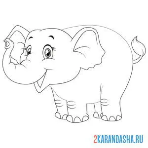 Распечатать раскраску слон девочка на А4