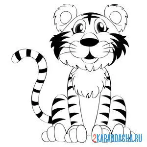 Распечатать раскраску тигр-дикое животное на А4