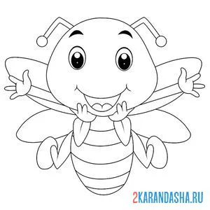 Распечатать раскраску пчелка рисунок для детей на А4