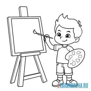 Раскраска мальчик рисует онлайн