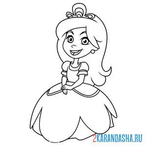 Распечатать раскраску мультяшная принцесса на А4