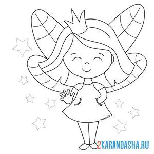Онлайн раскраска маленькая фея принцесса