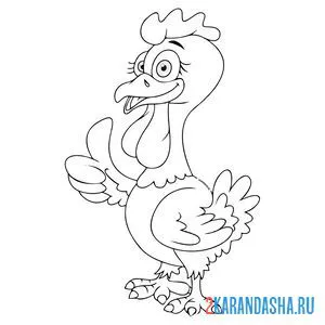 Раскраска смешная курица онлайн