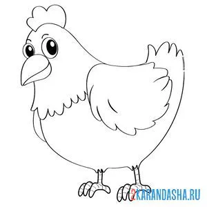 Раскраска курица деревенская онлайн
