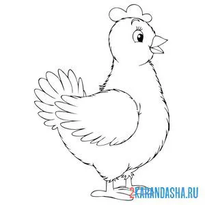 Раскраска курица детский рисунок онлайн
