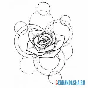 Раскраска роза и красивые узоры онлайн