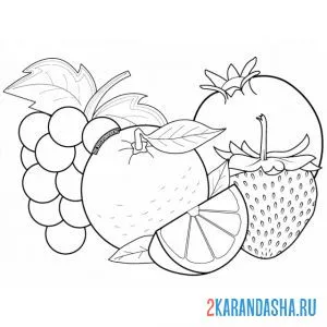 Раскраска фрукты на столе онлайн