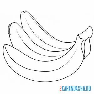 Распечатать раскраску связка бананов на А4
