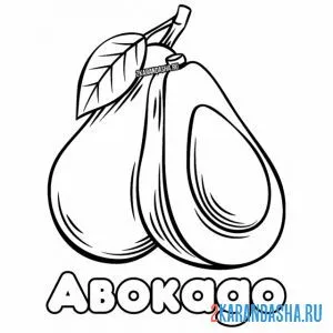 Раскраска авокадо с надписью онлайн