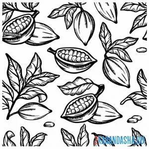 Раскраска какао листья онлайн
