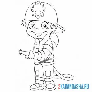 Раскраска маленький человечек пожарный онлайн