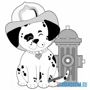 Раскраска щенок пожарный онлайн
