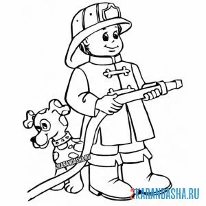 Раскраска пожарный и верный пес онлайн