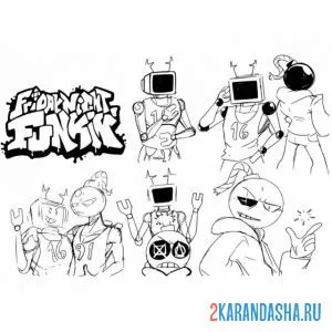 Раскраска friday night funkin персонажи онлайн