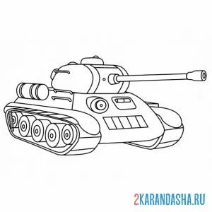 Распечатать раскраску танк для малышей в детский сад на А4