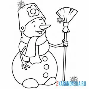 Раскраска снеговик с ведром онлайн