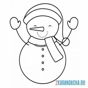 Раскраска снеговик передает привет онлайн