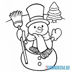 Раскраска снеговик праздничный онлайн