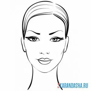Раскраска голова модель для макияжа онлайн