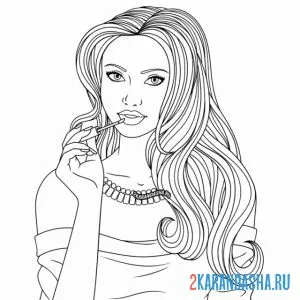 Раскраска девушка для макияжа с длинными волосами онлайн
