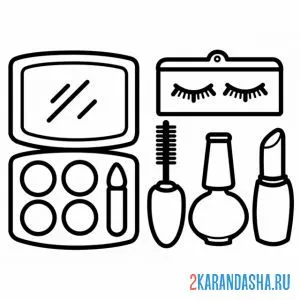 Раскраска набор косметики для макияжа онлайн