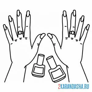 Раскраска деву руки с ногтями онлайн