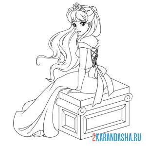 Раскраска красивая принцесса в короне онлайн