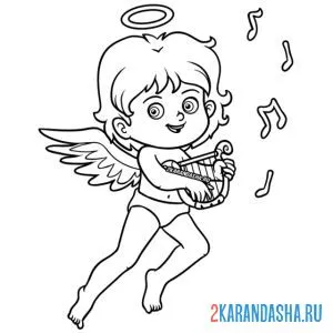 Раскраска ангел музыкант онлайн