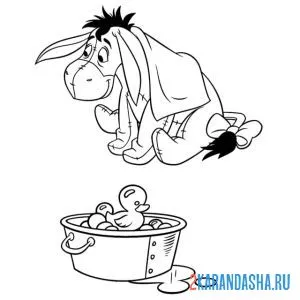 Раскраска ослик грустный