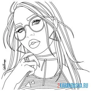 Раскраска красивая девушка в очках онлайн