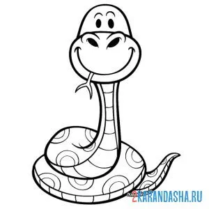 Онлайн раскраска змея мило улыбается