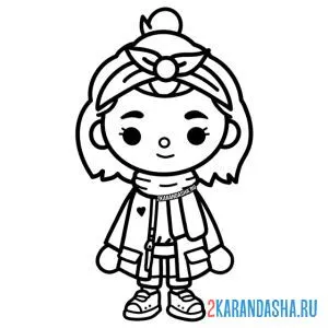 Раскраска девочка в зимнем наряде toca boca life world онлайн